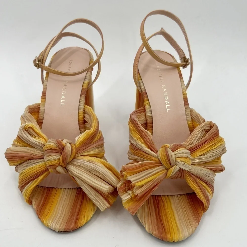 LOEFFLER RANDALL Camellia Sunset Bow Sandal Block Heel Peep Toe Pastel Sandal - Picture 4 of 13